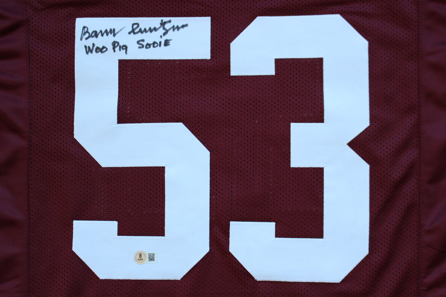 BARRY SWITZER ARKANSAS RAZORBACKS SIGNED JERSEY w/WooPigSooie Sooners Cowboys BAS