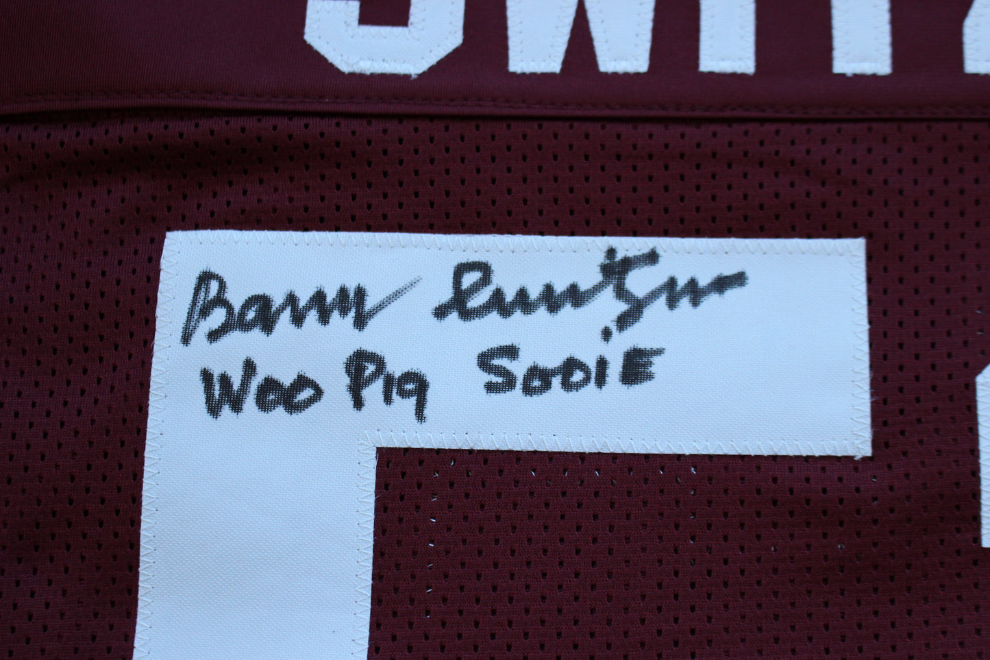 BARRY SWITZER ARKANSAS RAZORBACKS SIGNED JERSEY w/WooPigSooie Sooners Cowboys BAS