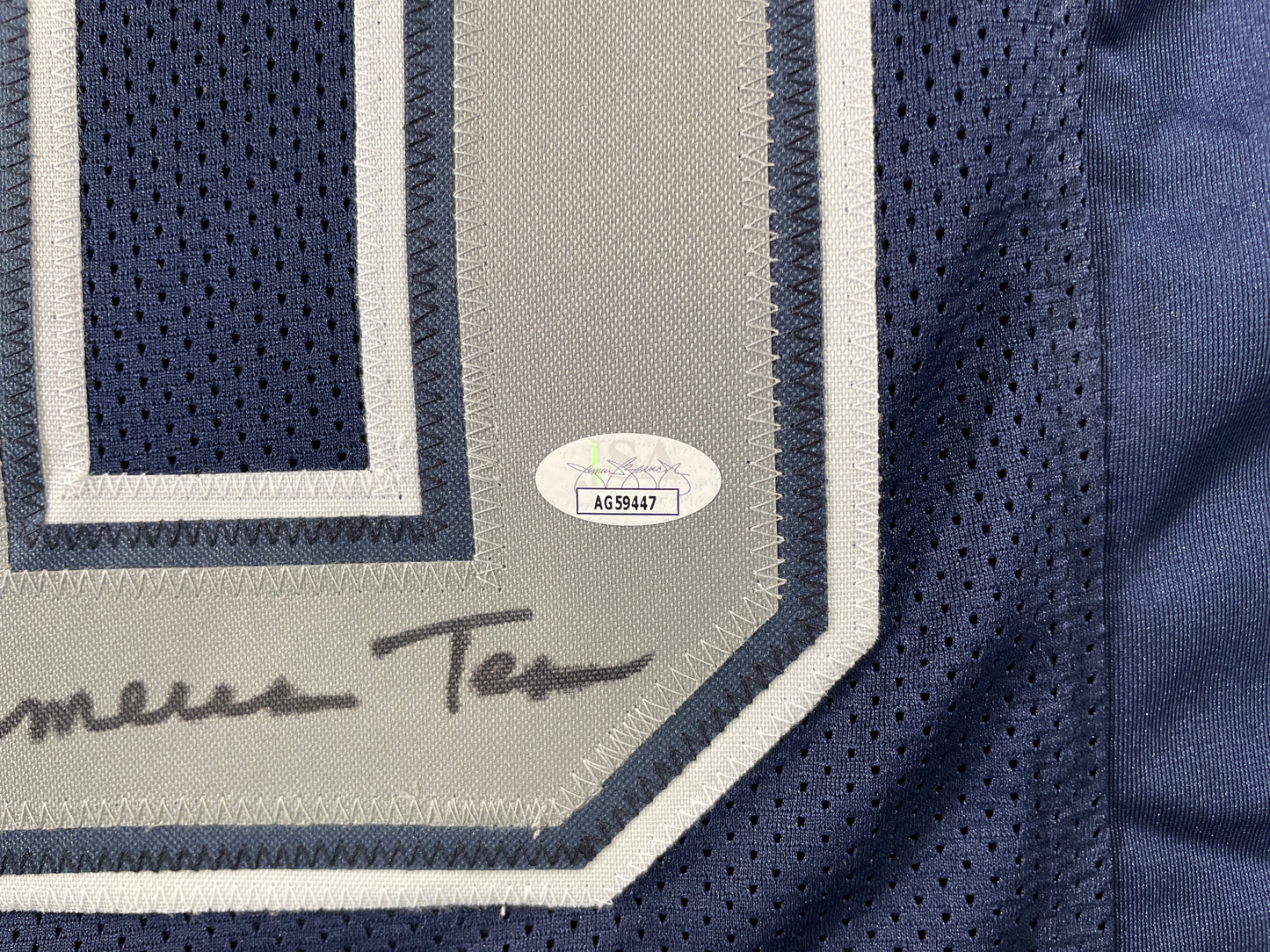 TONY HILL DALLAS COWBOYS SIGNED BLUE JERSEY w/MULTI INSC size XL JSA COA