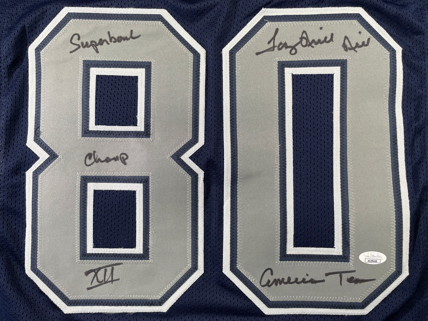 TONY HILL DALLAS COWBOYS SIGNED BLUE JERSEY w/MULTI INSC size XL JSA COA