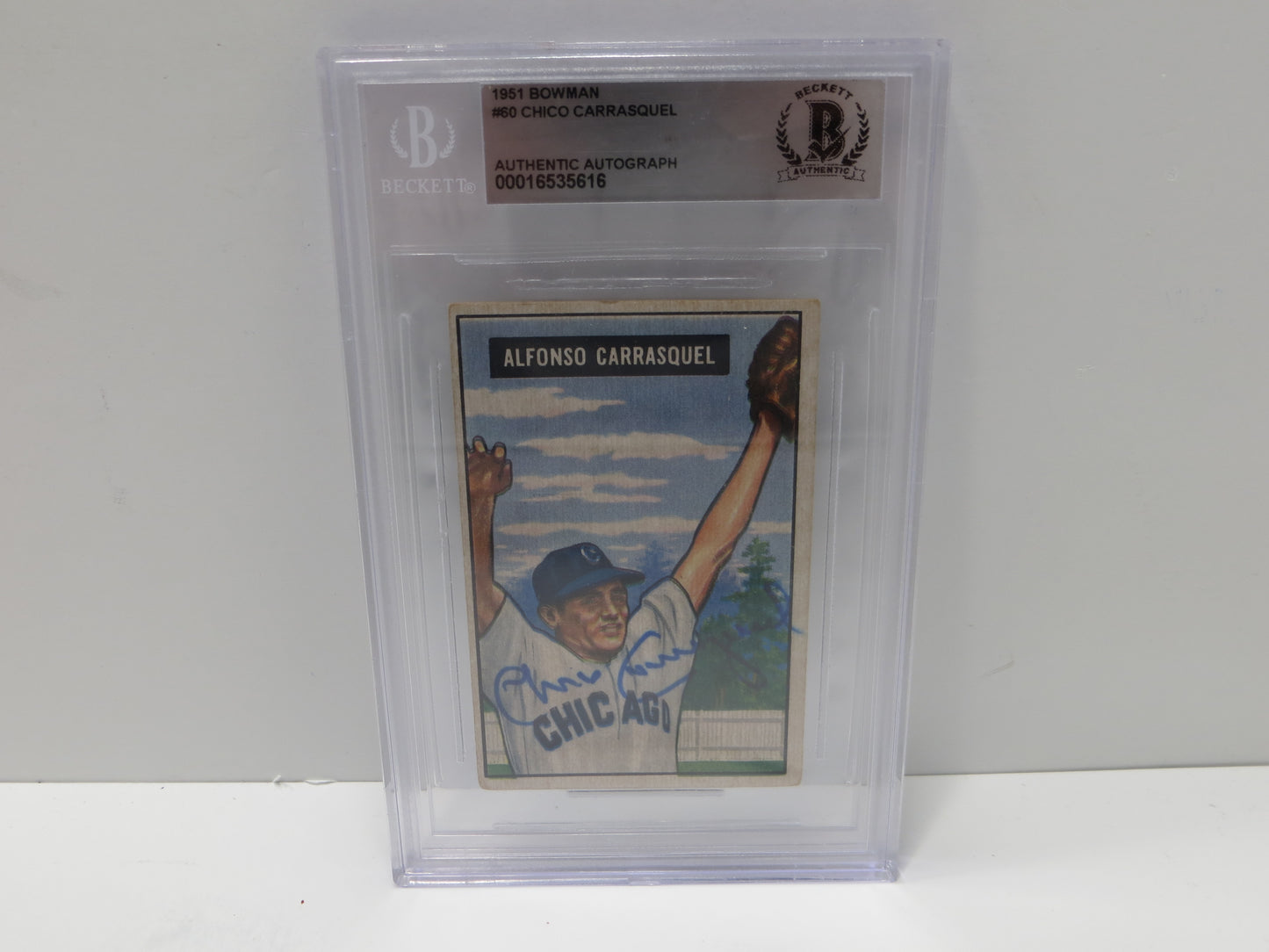 ALFONSO CHICO CARRASQUEL SIGNED 1951 Bowman #60 BAS BGS SLAB