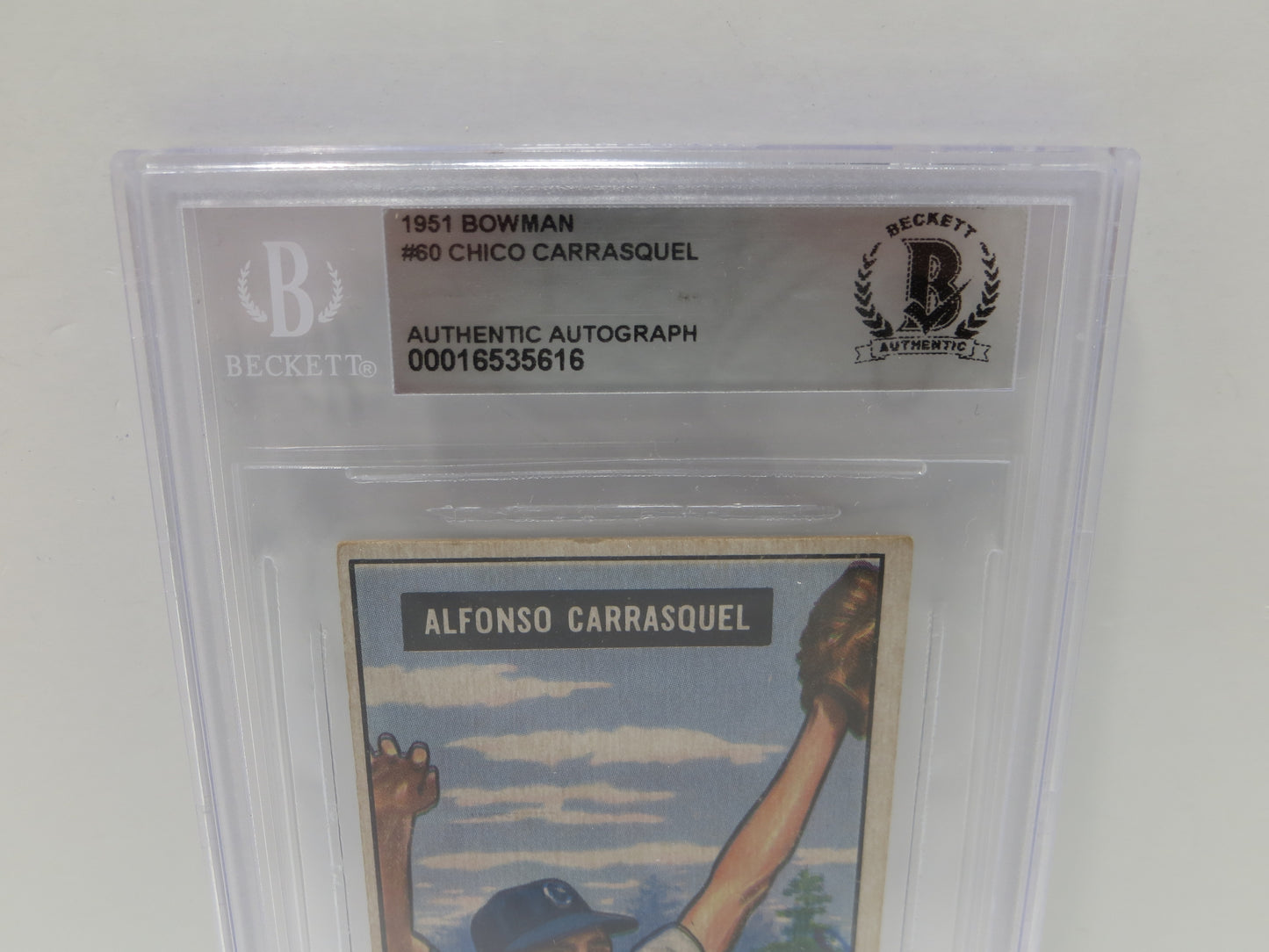 ALFONSO CHICO CARRASQUEL SIGNED 1951 Bowman #60 BAS BGS SLAB
