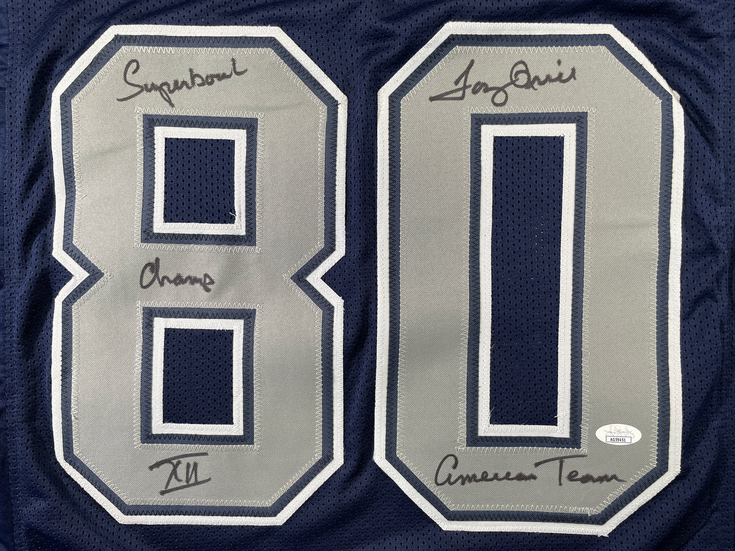 TONY HILL DALLAS COWBOYS SIGNED BLUE JERSEY w/MULTI INSC size XL JSA COA