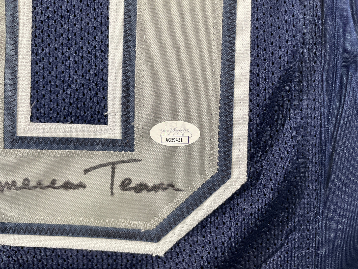 TONY HILL DALLAS COWBOYS SIGNED BLUE JERSEY w/MULTI INSC size XL JSA COA