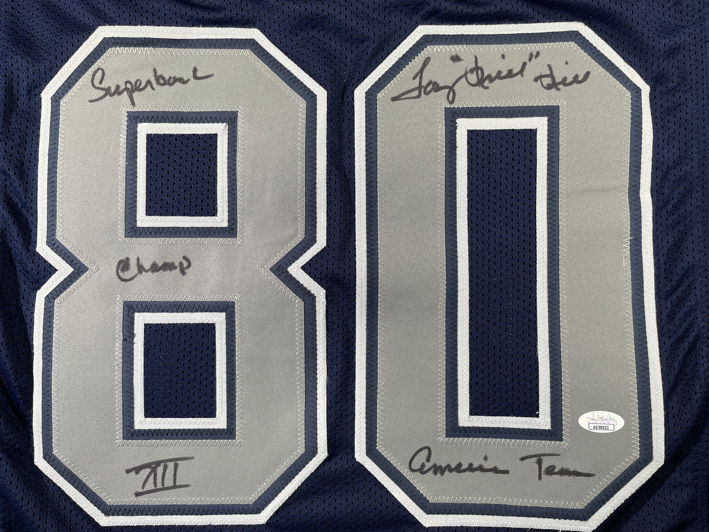 TONY HILL DALLAS COWBOYS SIGNED BLUE JERSEY w/MULTI INSC size XL JSA COA