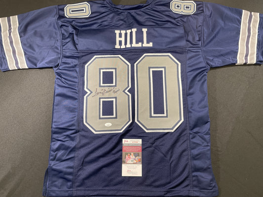 TONY HILL DALLAS COWBOYS SIGNED BLUE JERSEY size L JSA COA