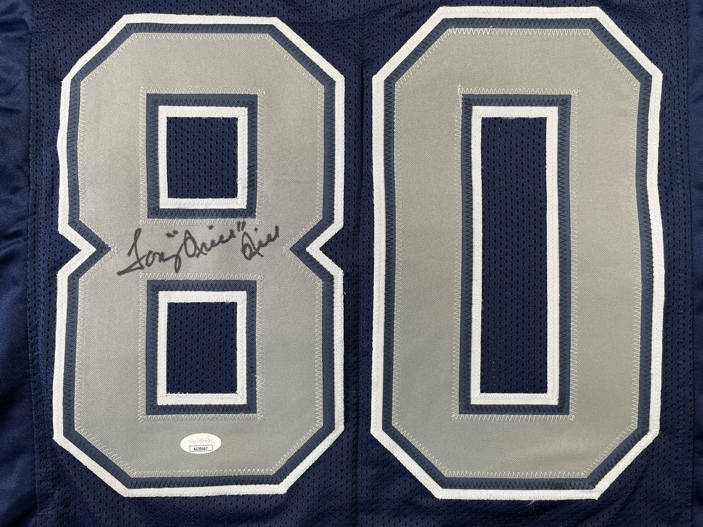 TONY HILL DALLAS COWBOYS SIGNED BLUE JERSEY size L JSA COA