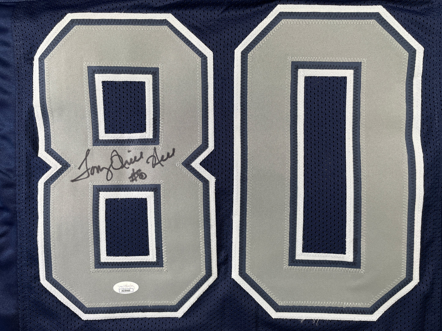TONY HILL DALLAS COWBOYS SIGNED BLUE JERSEY size L JSA COA