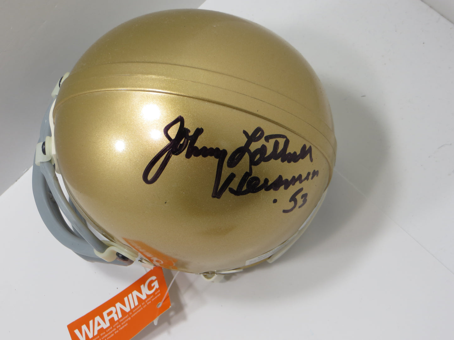 JOHNNY LATTNER SIGNED NOTRE DAME RIDDELL MINI HELMET w/Heisman JSA