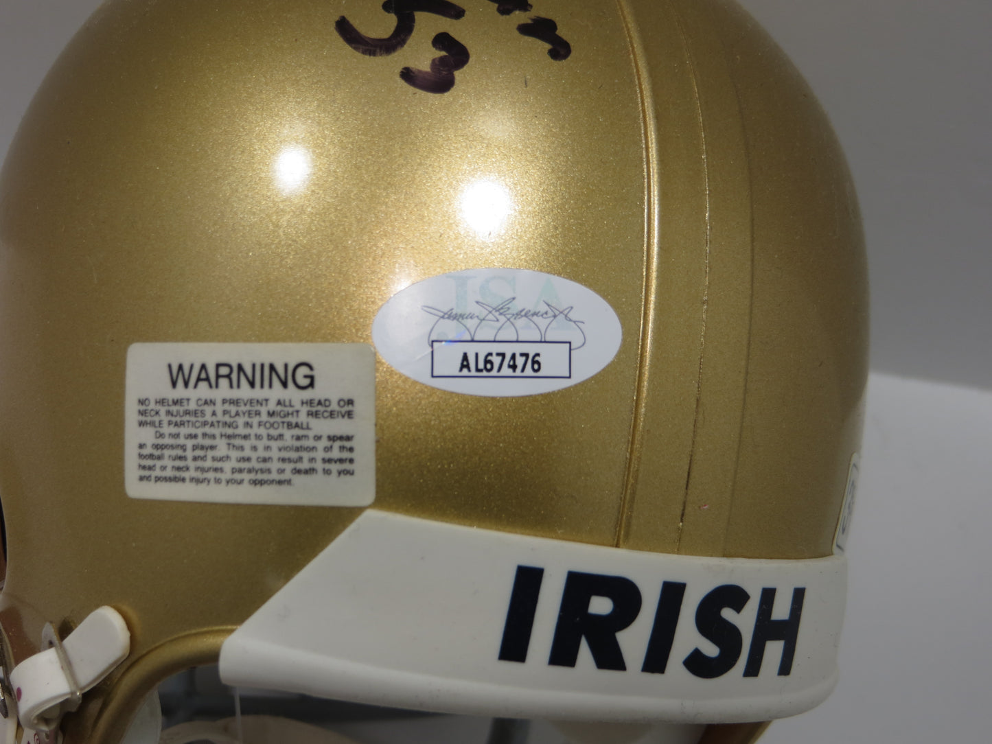 JOHNNY LATTNER SIGNED NOTRE DAME RIDDELL MINI HELMET w/Heisman JSA