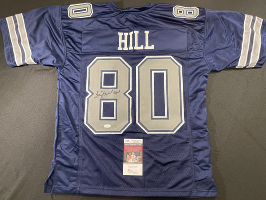 TONY HILL DALLAS COWBOYS SIGNED BLUE JERSEY size L JSA COA