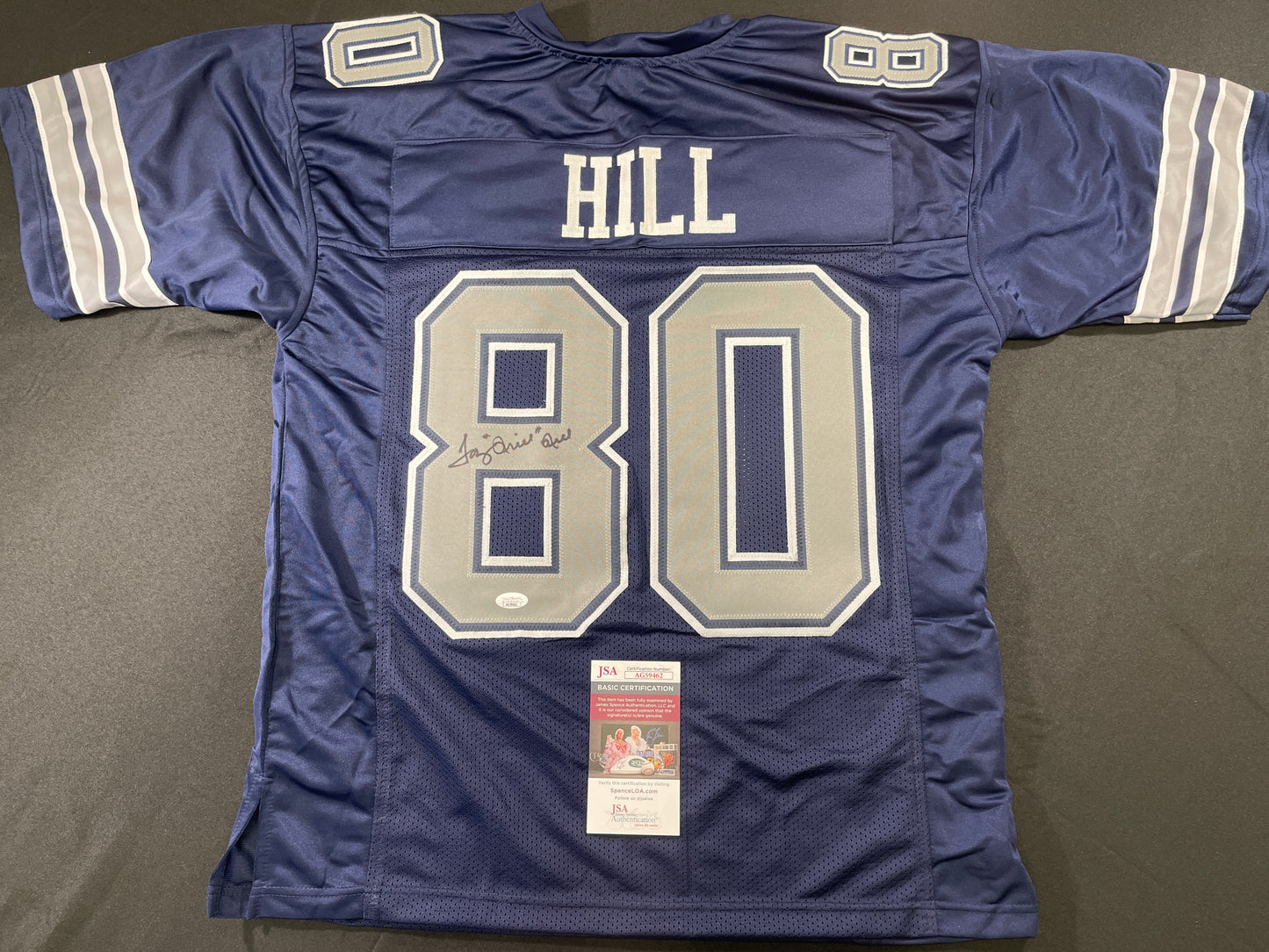 TONY HILL DALLAS COWBOYS SIGNED BLUE JERSEY size L JSA COA