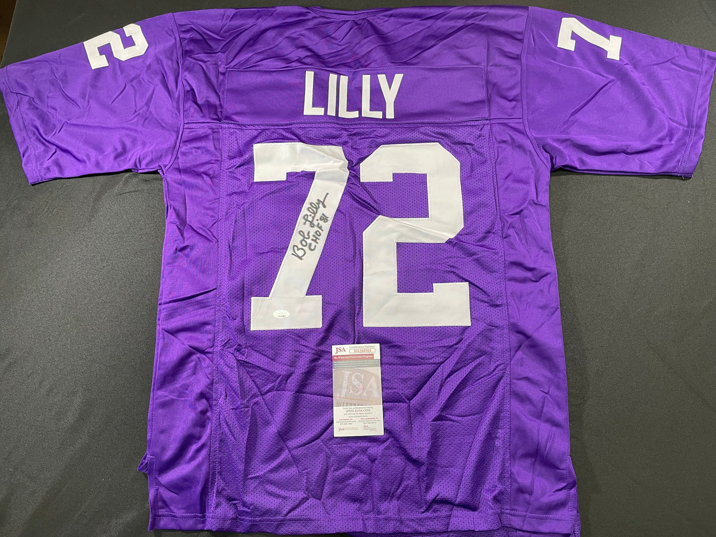 BOB LILLY TCU HORNED FROGS SIGNED JERSEY w/CHOF 81 Dallas Cowboys JSA COA