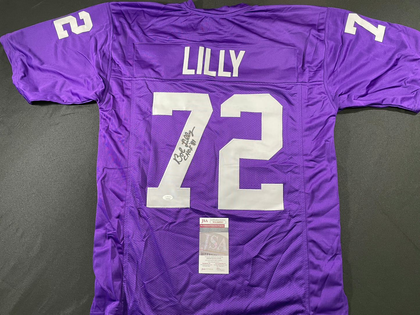 BOB LILLY TCU HORNED FROGS SIGNED JERSEY w/CHOF 81 Dallas Cowboys JSA COA