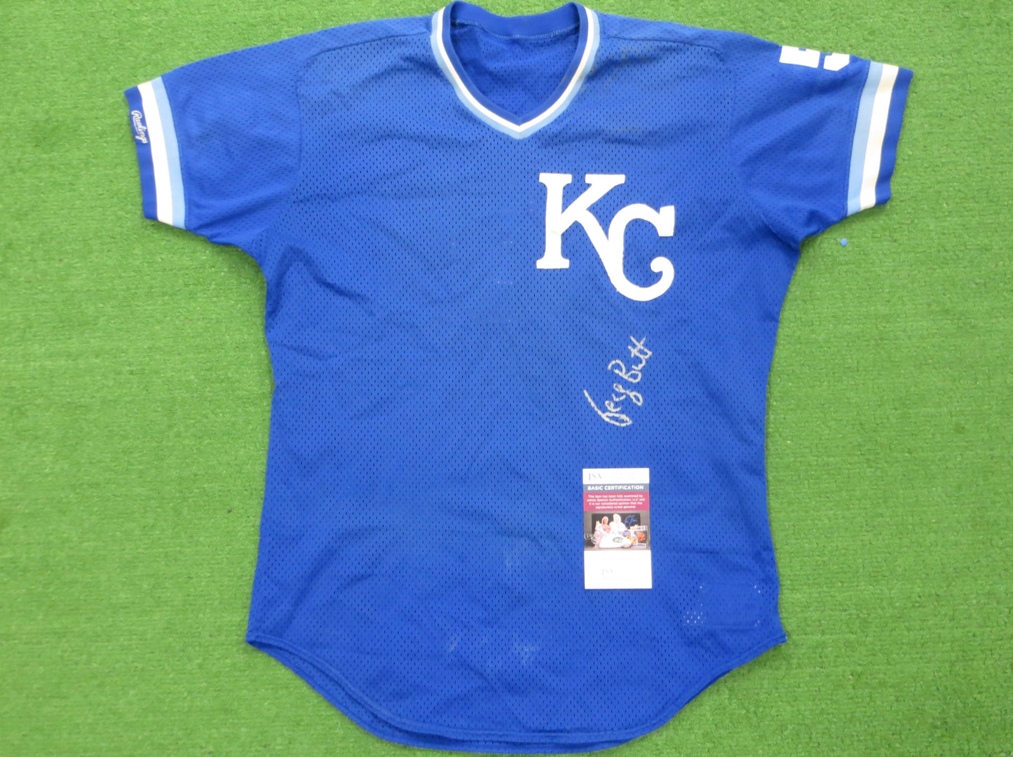 GEORGE BRETT SIGNED KANSAS CITY ROYALS RAWLINGS JERSEY w/1990 JSA Game Issue