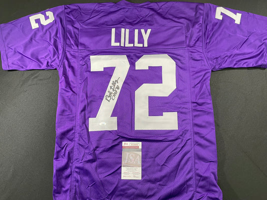 BOB LILLY TCU HORNED FROGS SIGNED JERSEY w/CHOF 81 Dallas Cowboys JSA COA