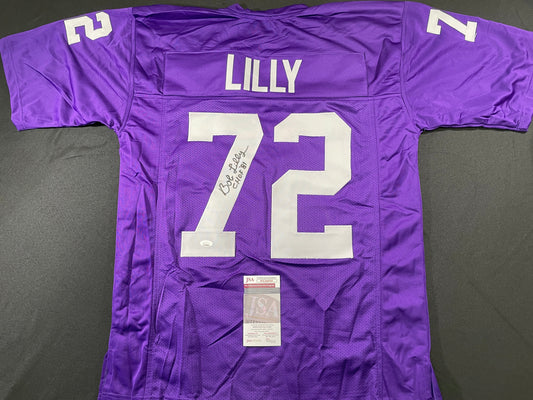 BOB LILLY TCU HORNED FROGS SIGNED JERSEY w/CHOF 81 Dallas Cowboys JSA COA
