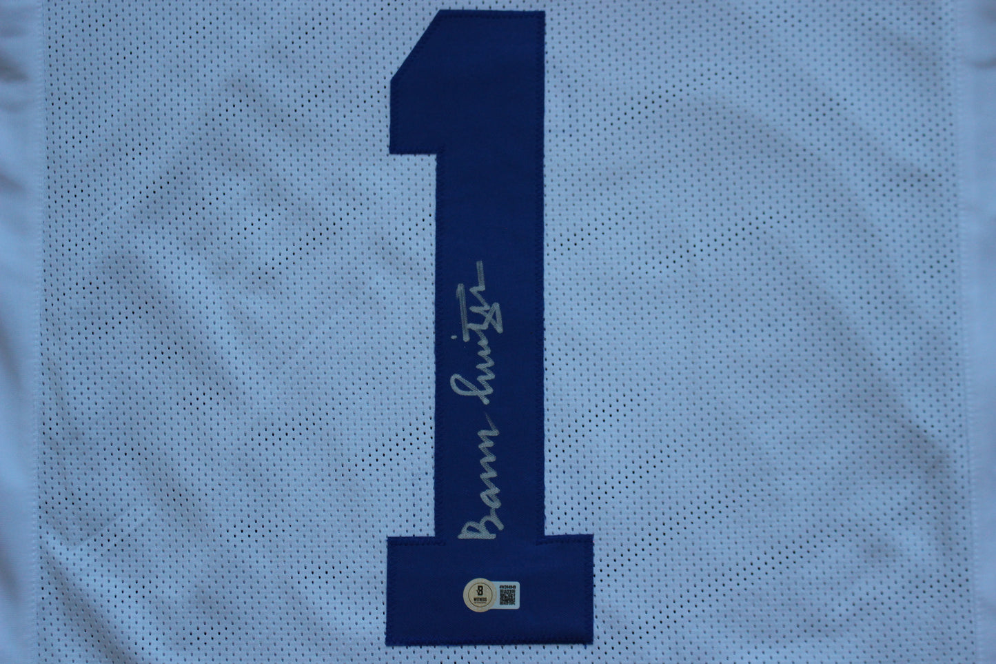 BARRY SWITZER DALLAS COWBOYS SIGNED HOME STATS JERSEY Sooners BAS COA