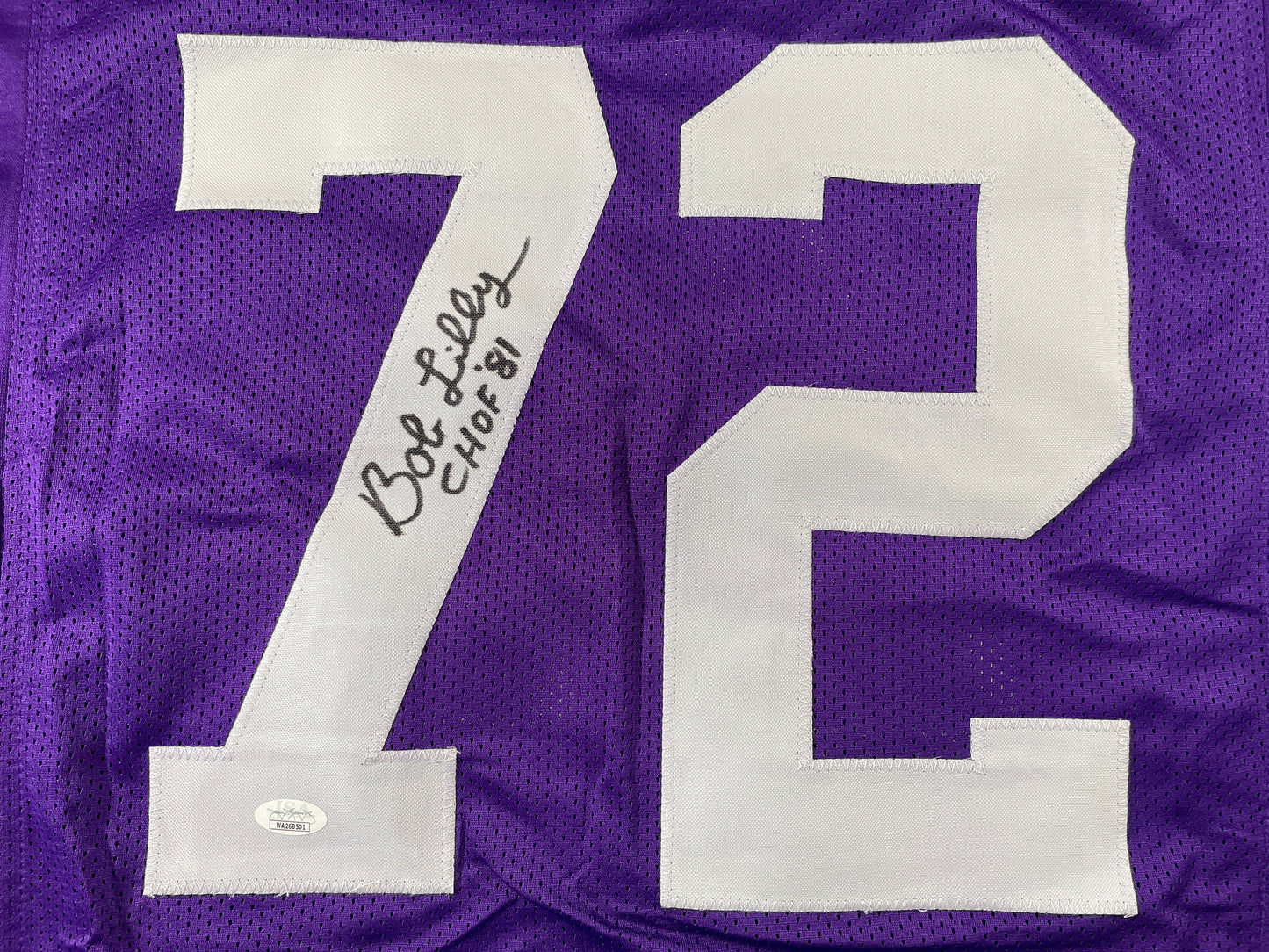 BOB LILLY TCU HORNED FROGS SIGNED JERSEY w/CHOF 81 Dallas Cowboys JSA COA