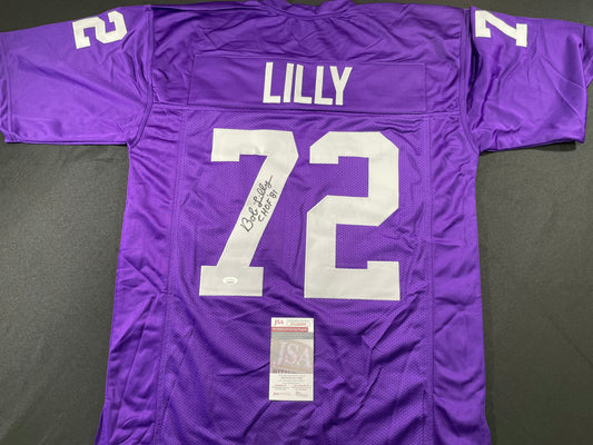 BOB LILLY TCU HORNED FROGS SIGNED JERSEY w/CHOF 81 Dallas Cowboys JSA COA