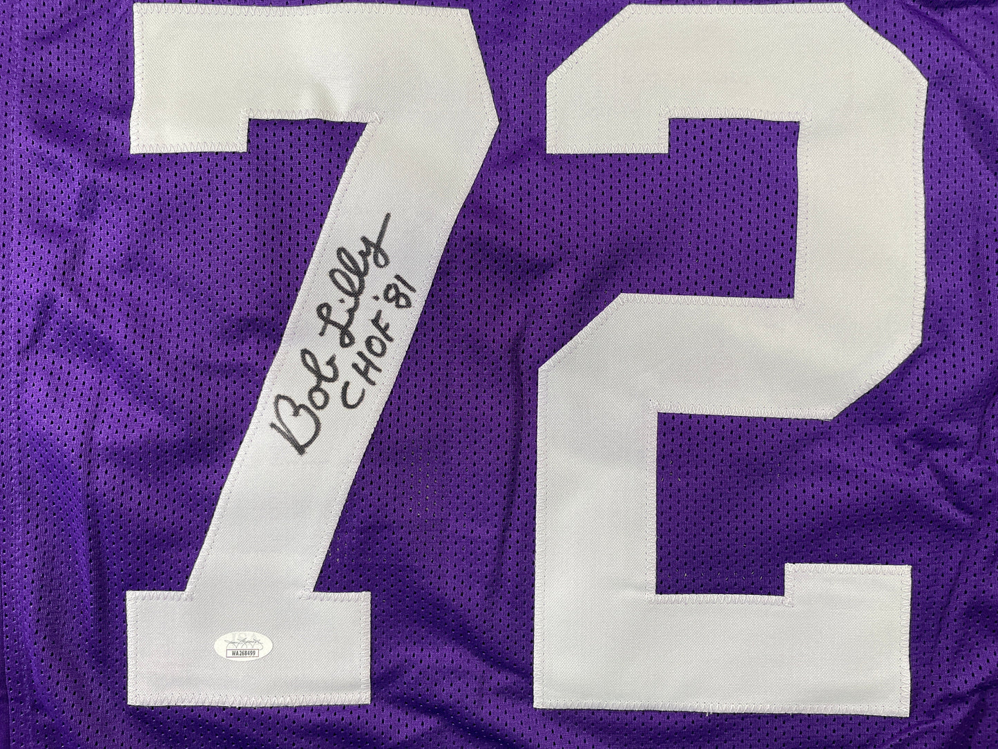 BOB LILLY TCU HORNED FROGS SIGNED JERSEY w/CHOF 81 Dallas Cowboys JSA COA