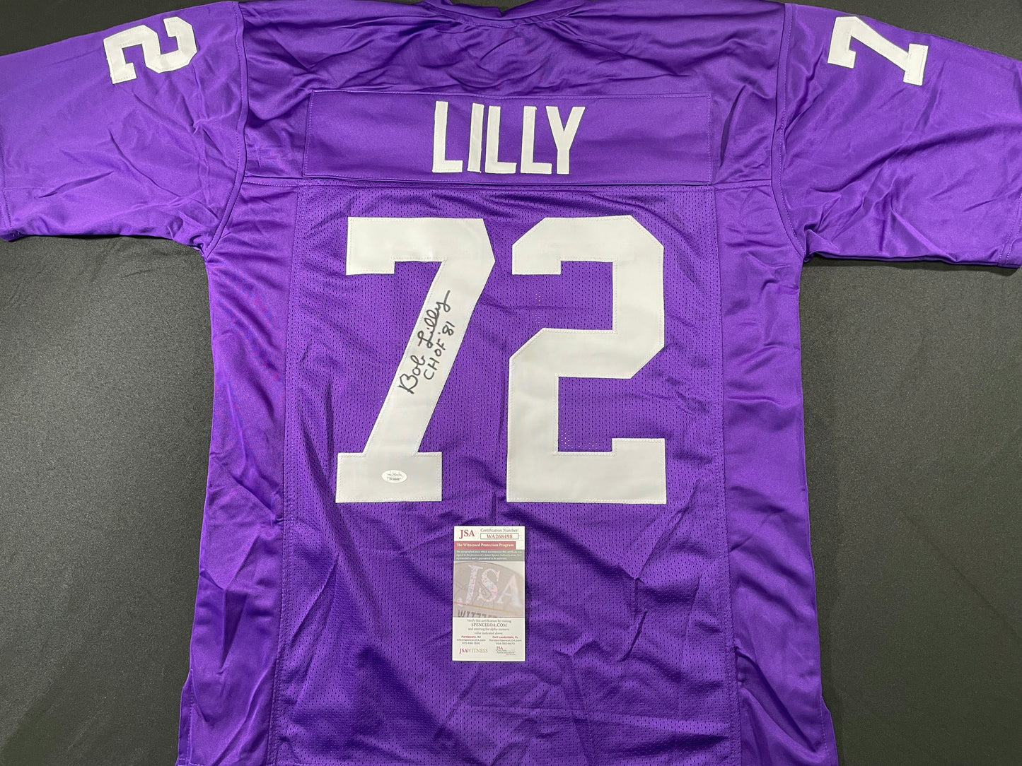 BOB LILLY TCU HORNED FROGS SIGNED JERSEY w/CHOF 81 Dallas Cowboys JSA COA