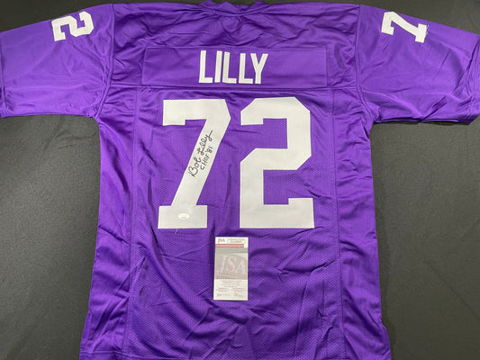 BOB LILLY TCU HORNED FROGS SIGNED JERSEY w/CHOF 81 Dallas Cowboys JSA COA