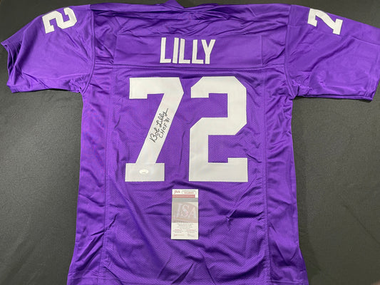 BOB LILLY TCU HORNED FROGS SIGNED JERSEY w/CHOF 81 Dallas Cowboys JSA COA