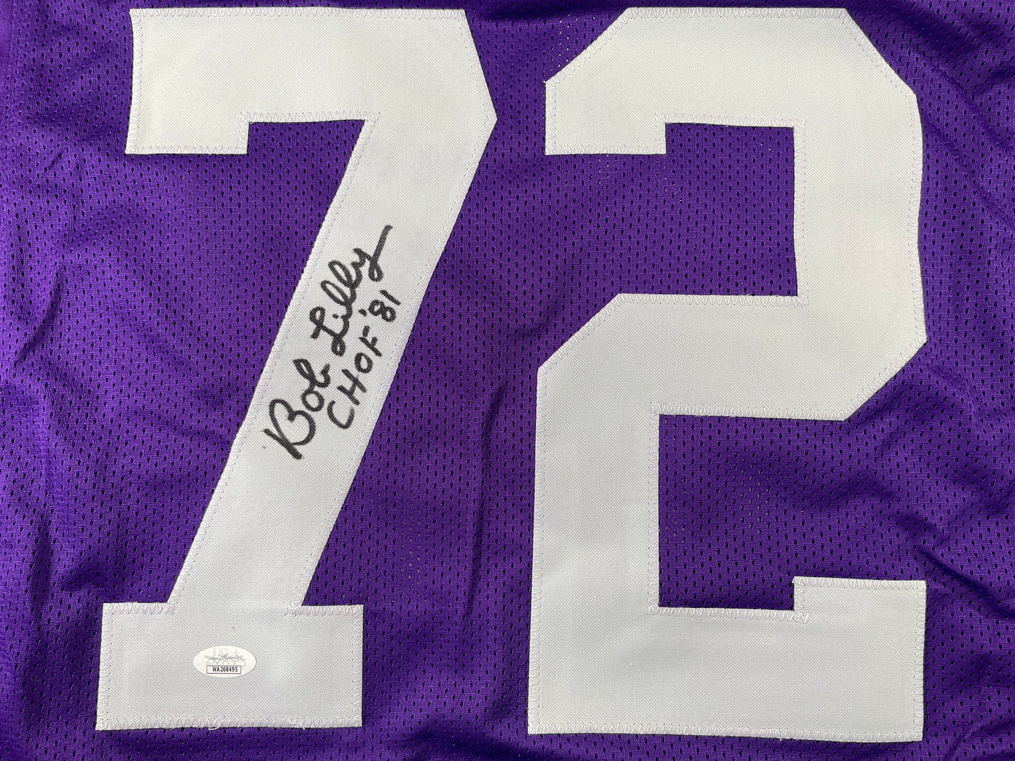 BOB LILLY TCU HORNED FROGS SIGNED JERSEY w/CHOF 81 Dallas Cowboys JSA COA