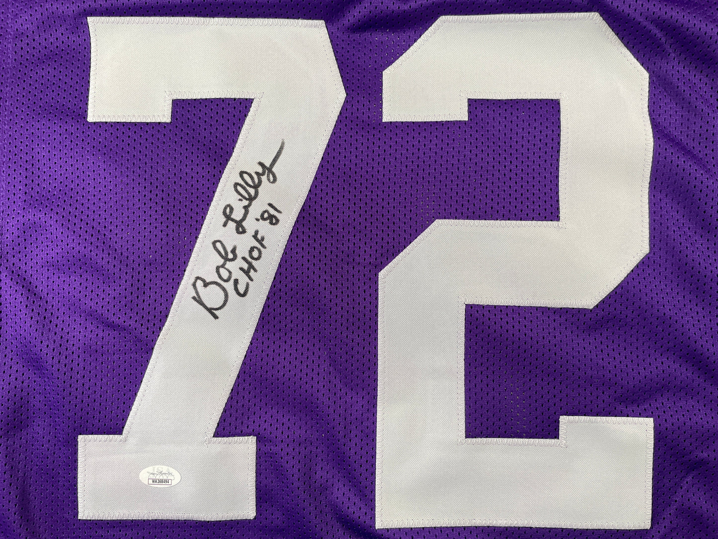 BOB LILLY TCU HORNED FROGS SIGNED JERSEY w/CHOF 81 Dallas Cowboys JSA COA