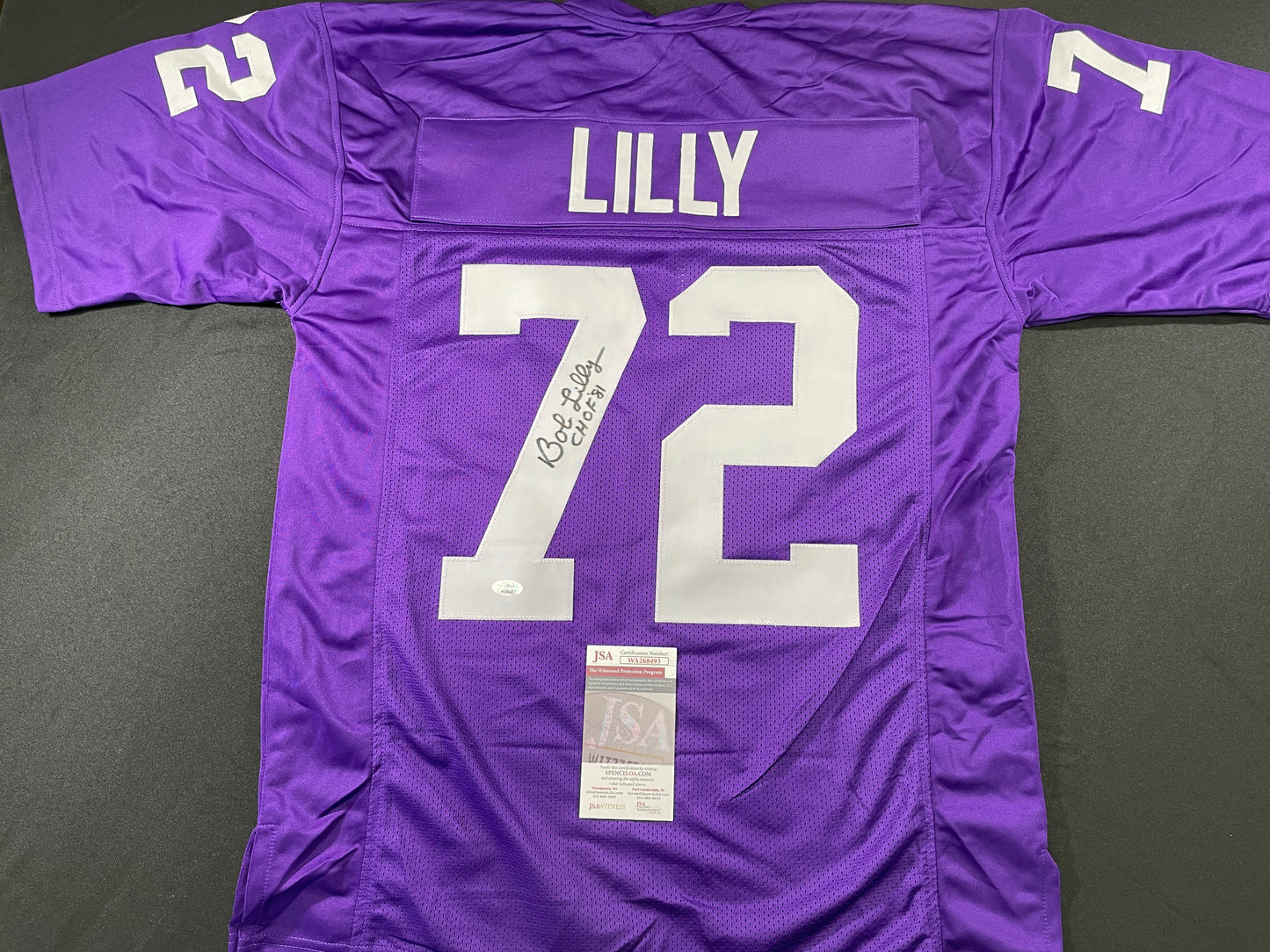 BOB LILLY TCU HORNED FROGS SIGNED JERSEY w/CHOF 81 Dallas Cowboys JSA COA