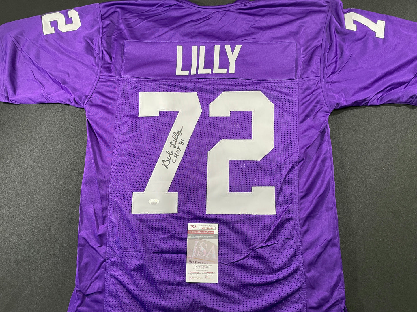 BOB LILLY TCU HORNED FROGS SIGNED JERSEY w/CHOF 81 Dallas Cowboys JSA COA