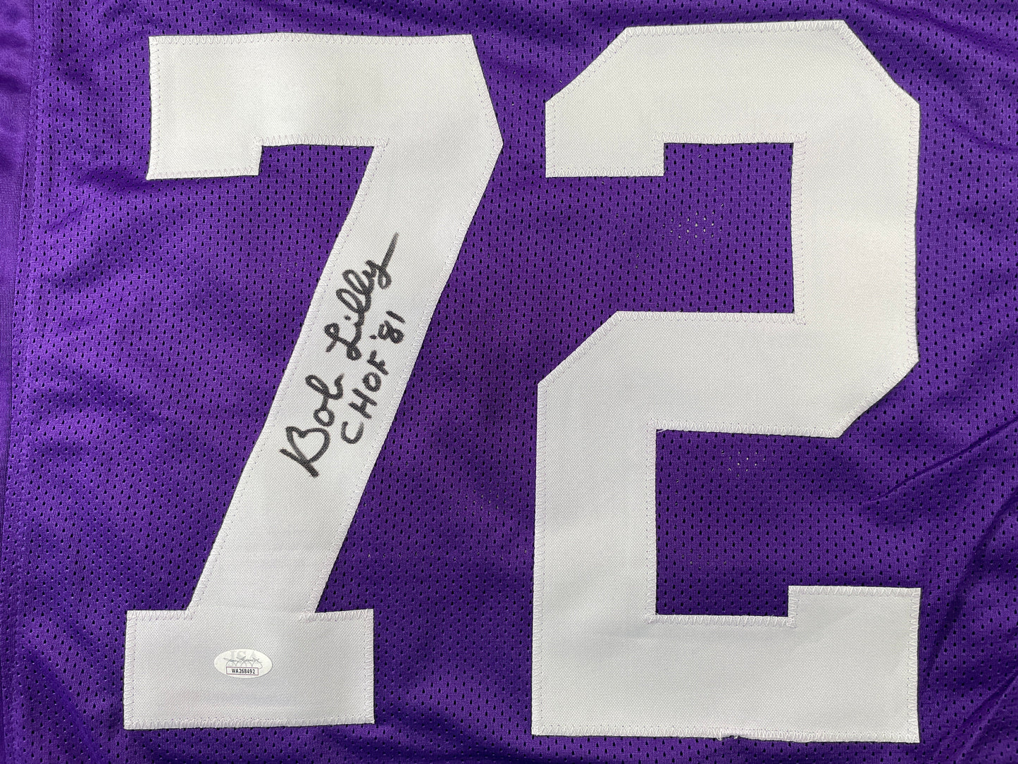 BOB LILLY TCU HORNED FROGS SIGNED JERSEY w/CHOF 81 Dallas Cowboys JSA COA