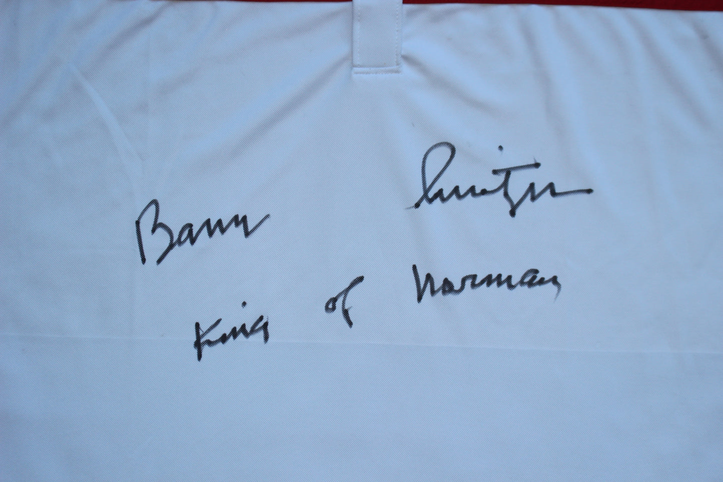 BARRY SWITZER OKLAHOMA OU SOONERS SIGNED Custom POLO SHIRT w/King of Norman BAS