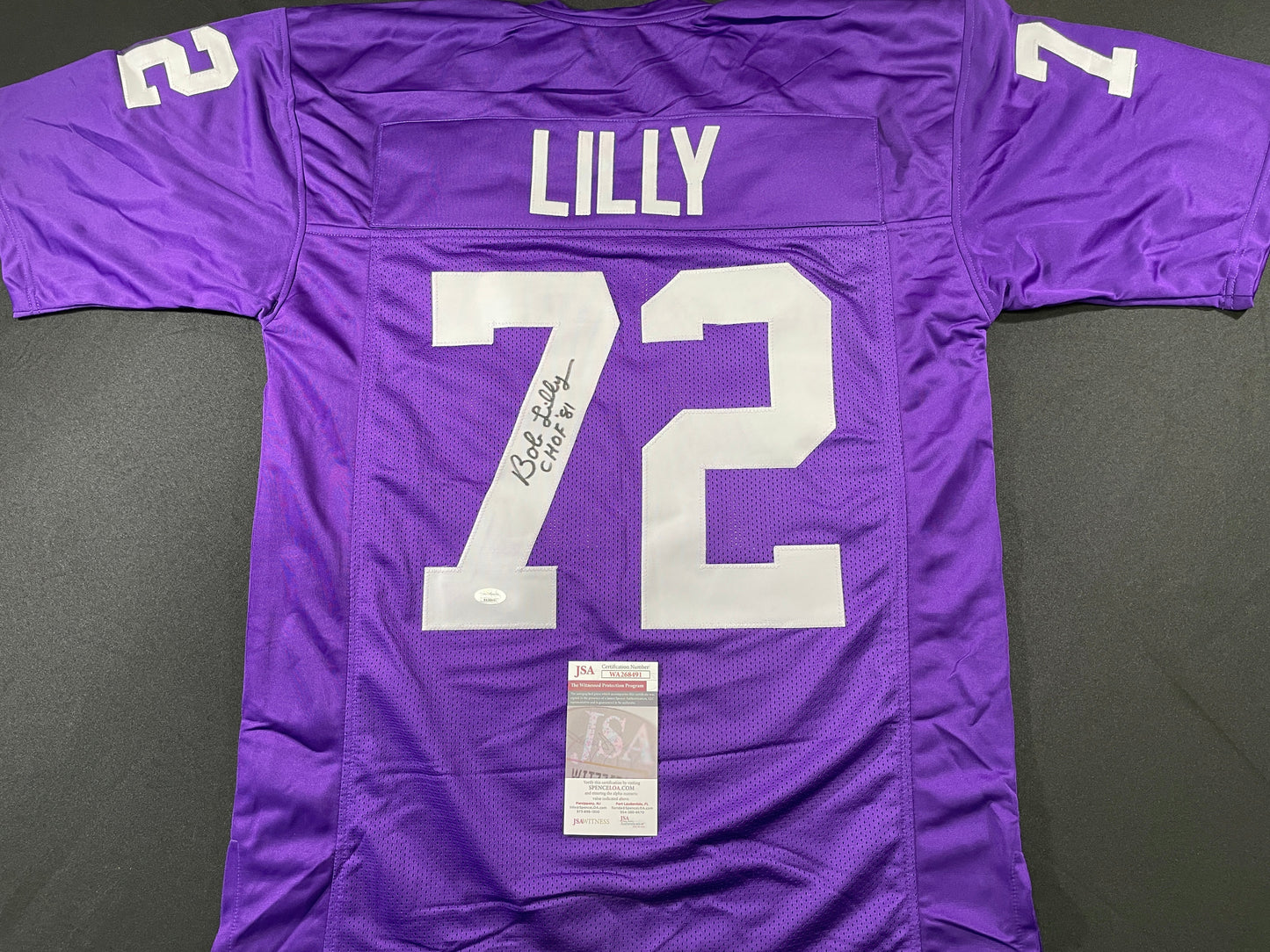 BOB LILLY TCU HORNED FROGS SIGNED JERSEY w/CHOF 81 Dallas Cowboys JSA COA