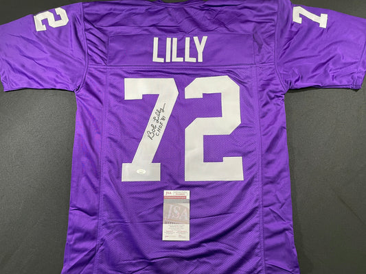 BOB LILLY TCU HORNED FROGS SIGNED JERSEY w/CHOF 81 Dallas Cowboys JSA COA