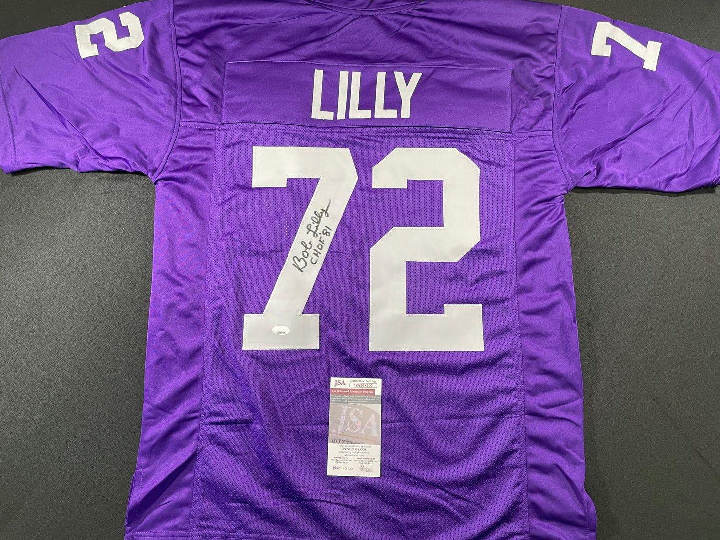 BOB LILLY TCU HORNED FROGS SIGNED JERSEY w/CHOF 81 Dallas Cowboys JSA COA