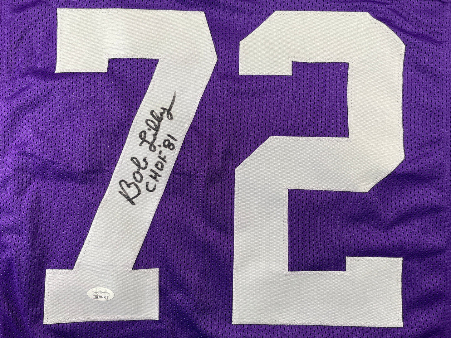 BOB LILLY TCU HORNED FROGS SIGNED JERSEY w/CHOF 81 Dallas Cowboys JSA COA