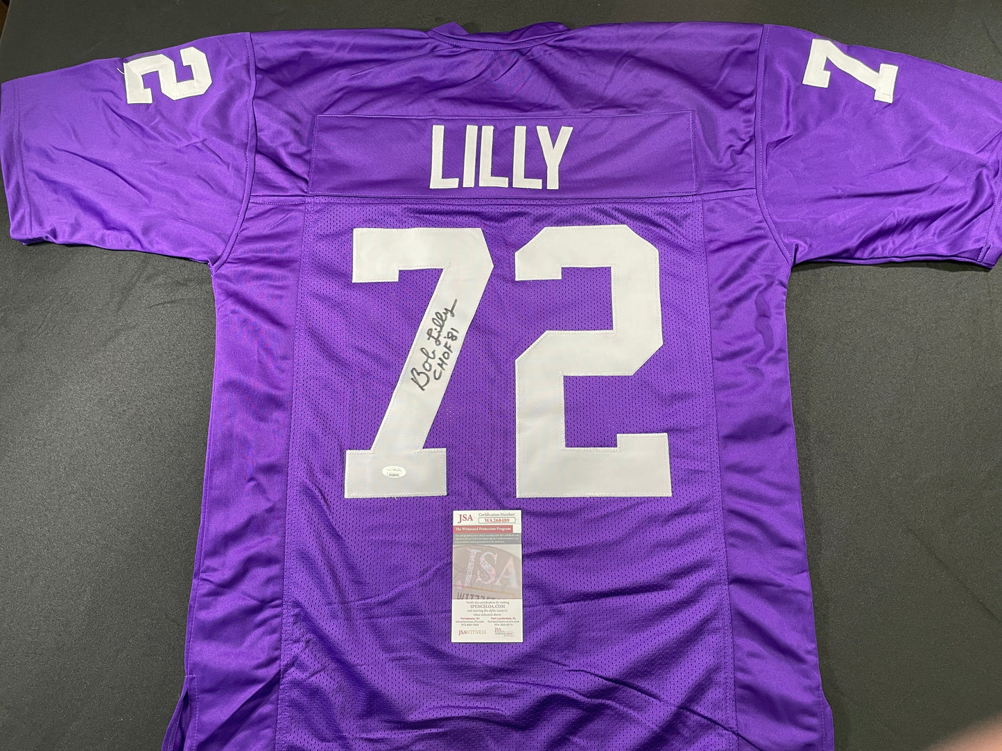 BOB LILLY TCU HORNED FROGS SIGNED JERSEY w/CHOF 81 Dallas Cowboys JSA COA