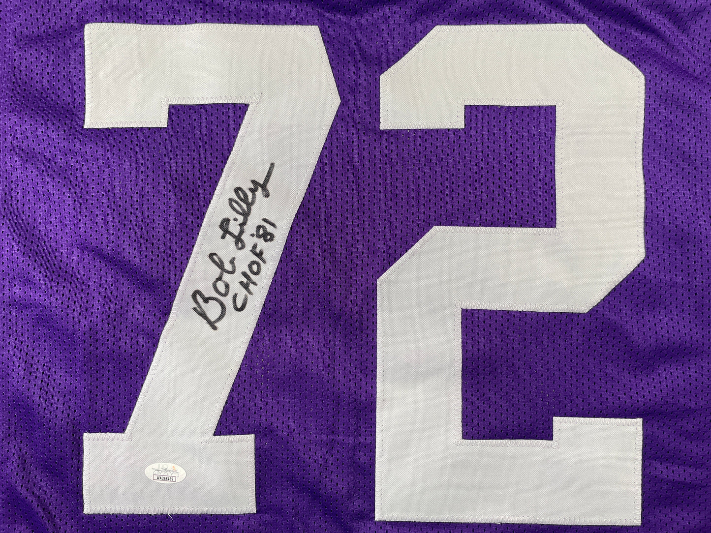 BOB LILLY TCU HORNED FROGS SIGNED JERSEY w/CHOF 81 Dallas Cowboys JSA COA
