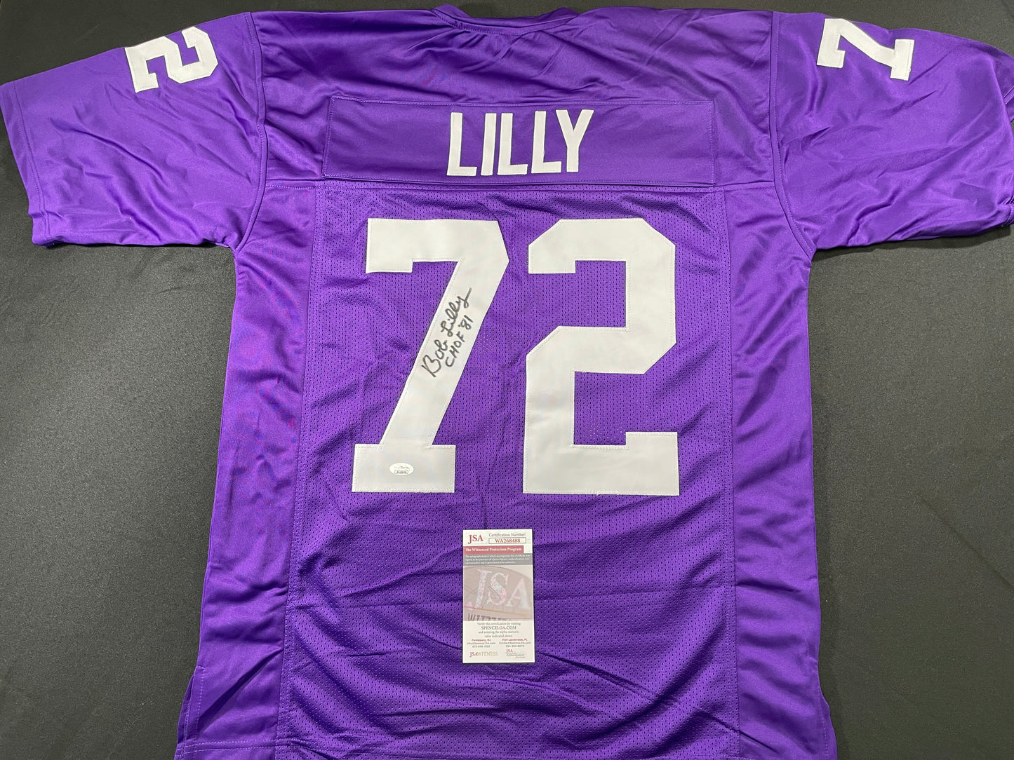BOB LILLY TCU HORNED FROGS SIGNED JERSEY w/CHOF 81 Dallas Cowboys JSA COA