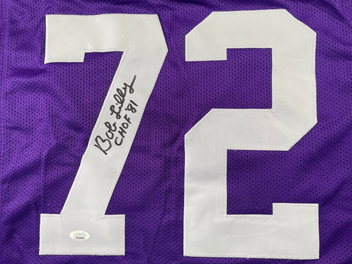 BOB LILLY TCU HORNED FROGS SIGNED JERSEY w/CHOF 81 Dallas Cowboys JSA COA