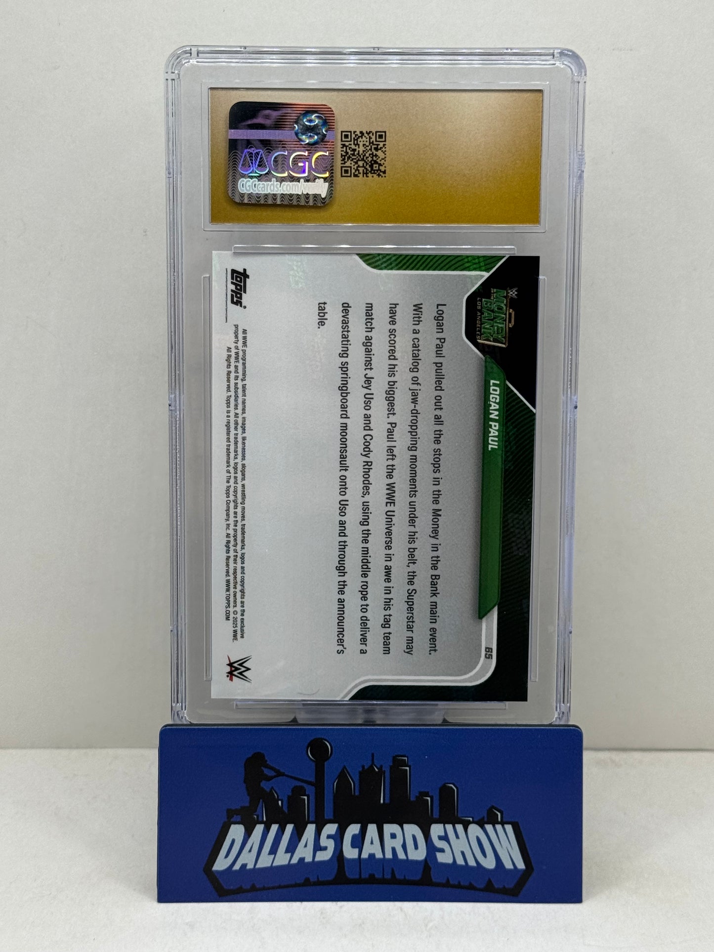 2025 Topps Now WWE #65 Logan Paul Rookie RC CGC Pristine 10