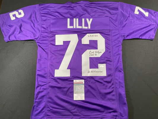 BOB LILLY TCU HORNED FROGS SIGNED JERSEY w/3INSC Dallas Cowboys JSA
