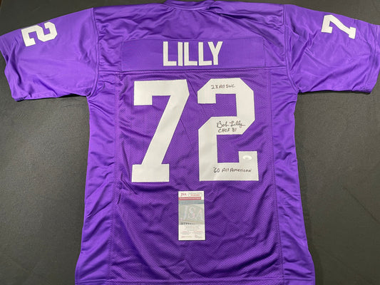 BOB LILLY TCU HORNED FROGS SIGNED JERSEY w/3INSC Dallas Cowboys JSA