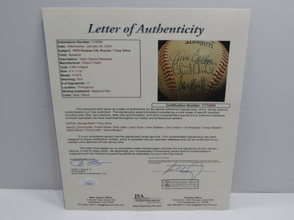 1976 KANSAS ROYALS TEAM SIGNED BASEBALL George Brett Tony Oliva JSA LOA