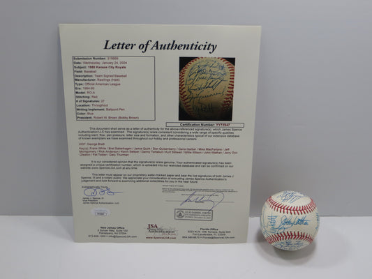 1988 KANSAS CITY ROYALS TEAM SIGNED OAL BASEBALL George Brett JSA COA