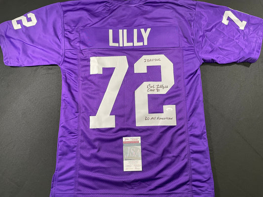 BOB LILLY TCU HORNED FROGS SIGNED JERSEY w/3INSC Dallas Cowboys JSA