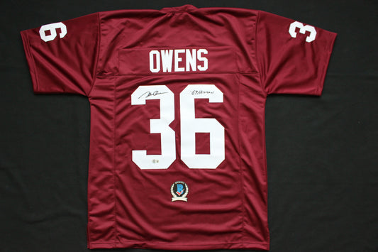 STEVE OWENS OU SOONERS SIGNED JERSEY w/69 HEISMAN Detroit Lions BAS COA