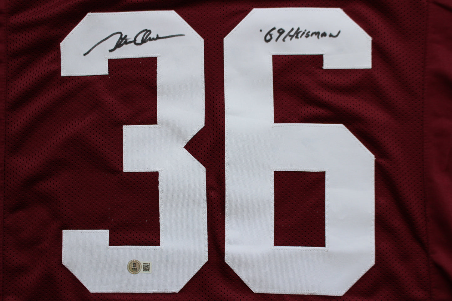 STEVE OWENS OU SOONERS SIGNED JERSEY w/69 HEISMAN Detroit Lions BAS COA
